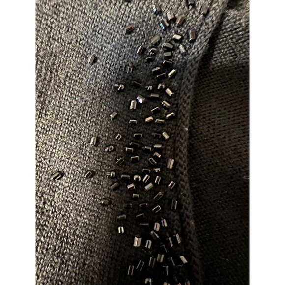 Eileen Fisher Women's Sweater M Medium Black Beaded Merino Wool Short Sleeve - Picture 11 of 13